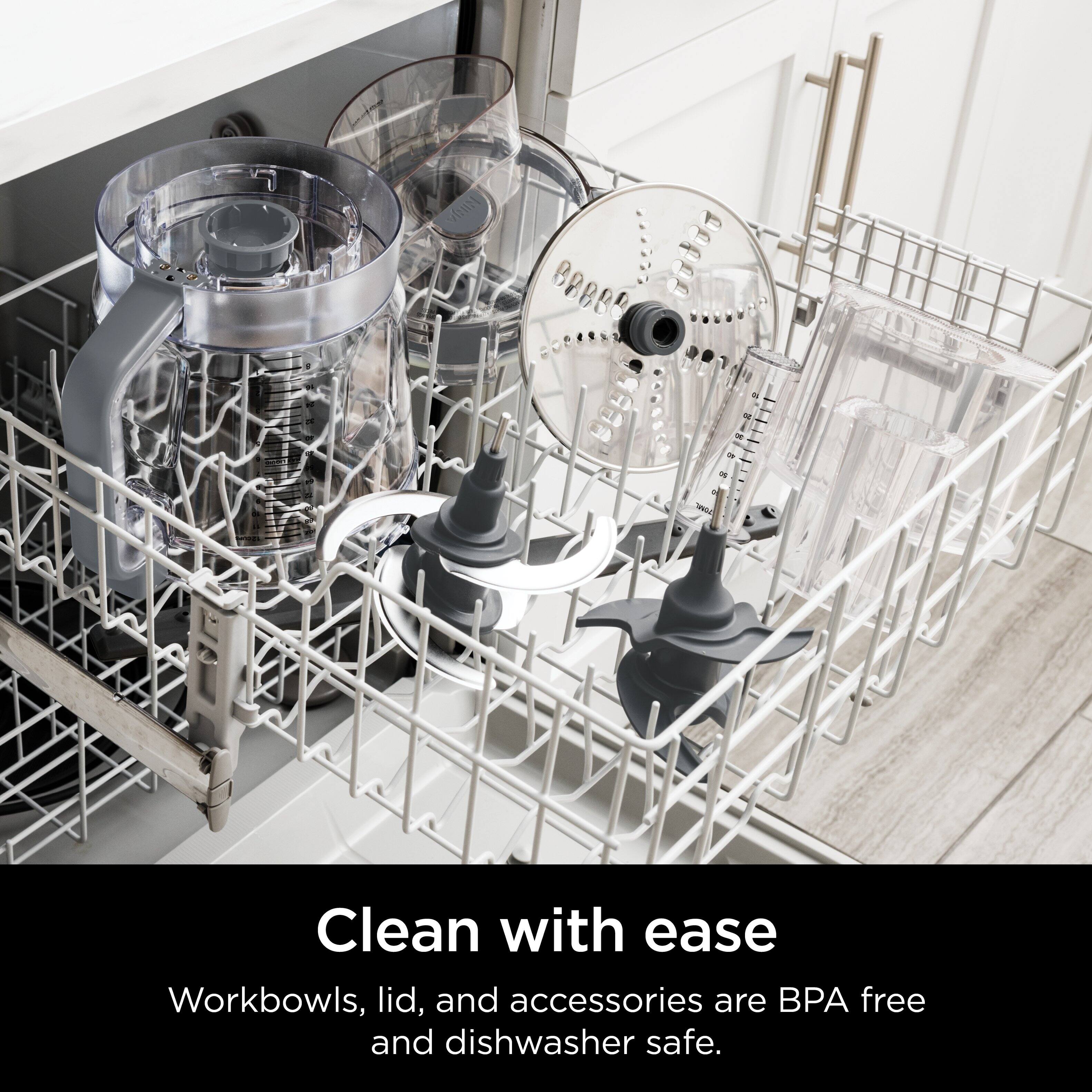Clean with ease Workbowls, lid, and accessories are BPA free and dishwasher safe.