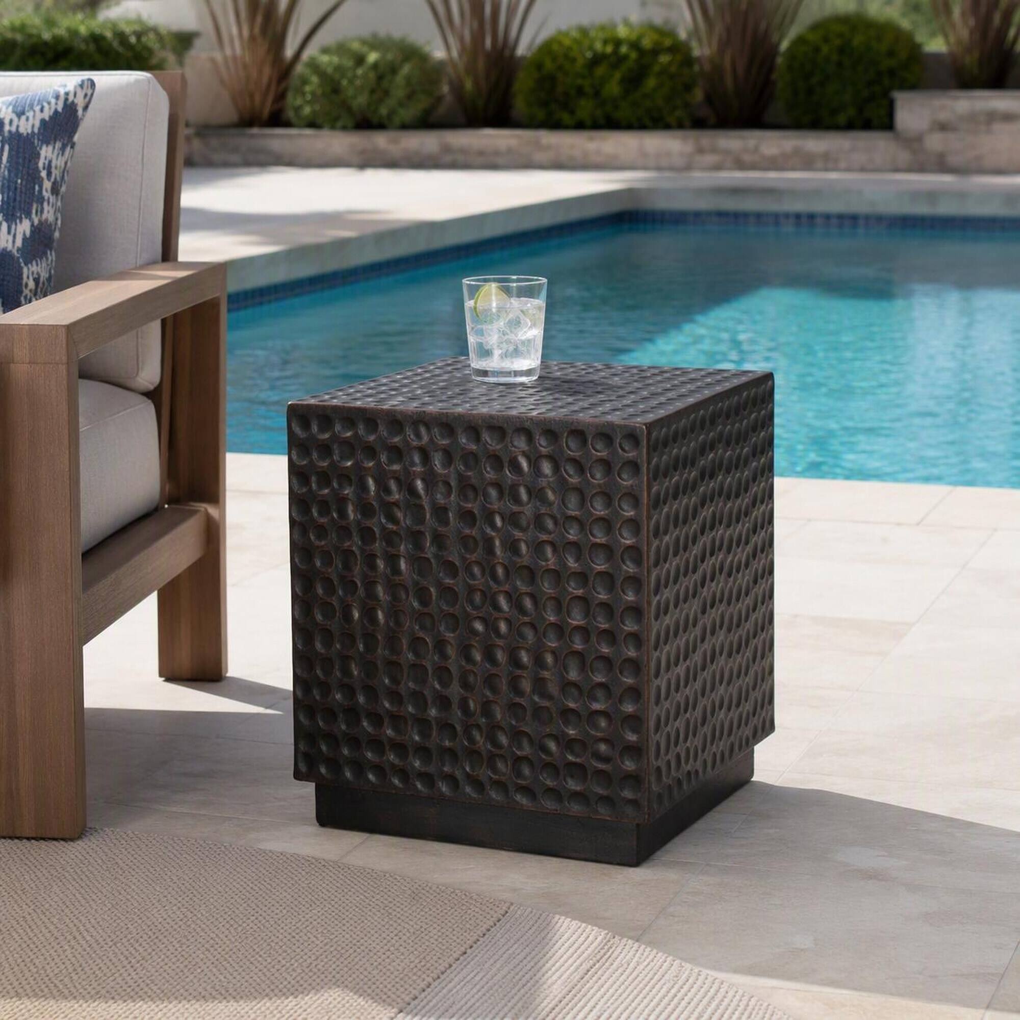 Alt View 1. RYHNUYNE - Antique Outdoor Table for Patio Garden Poolside,Outdoor Side Table,Modern Accent End Table for Outdoor Use - Copper.