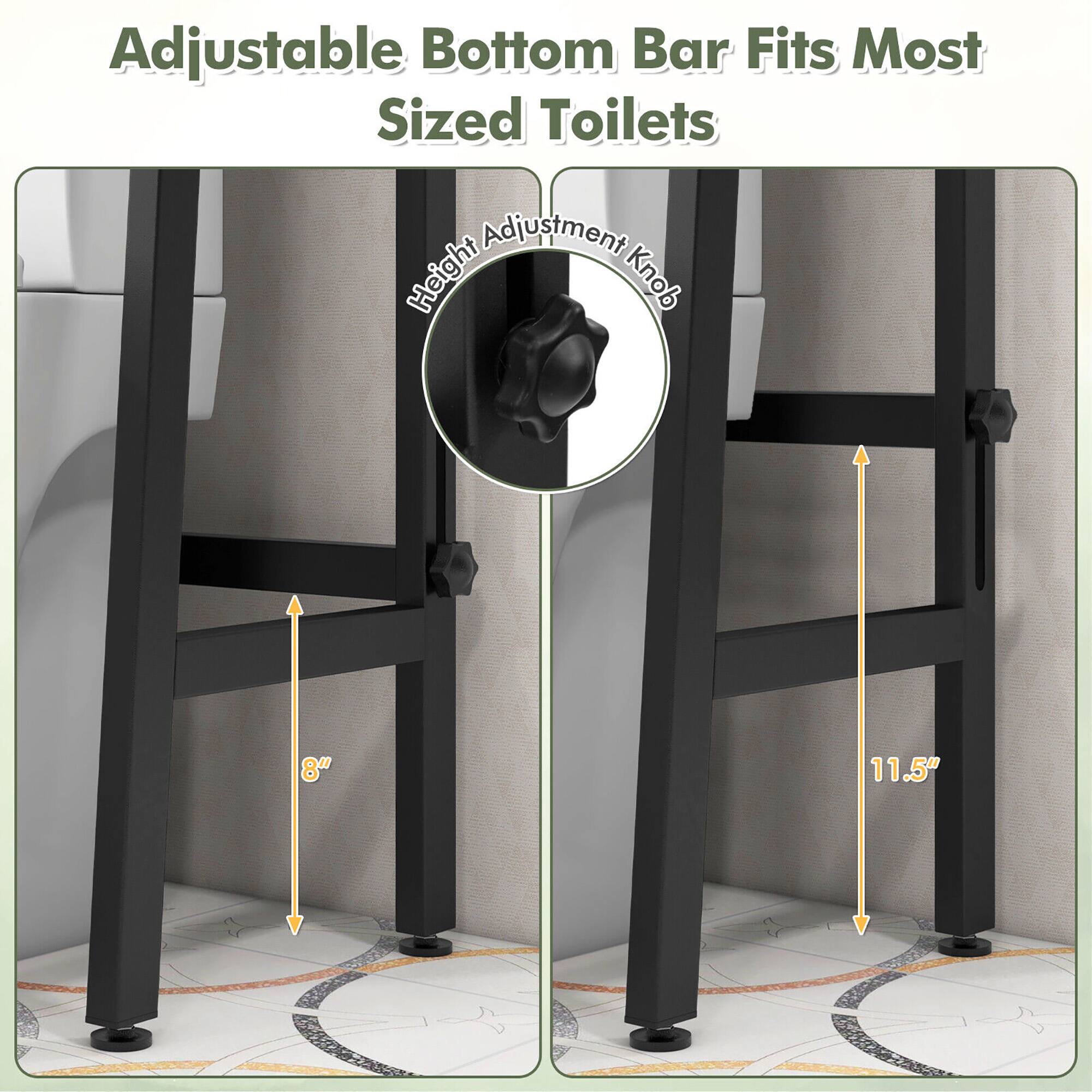 Adjustable Bottom Bar Fits Most Sized Toilets  
Adjustment Height Knob  
8" - 11.5"