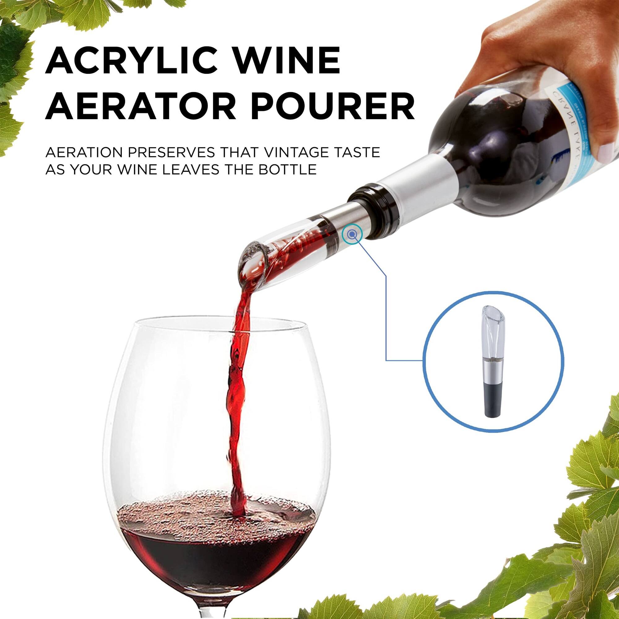 ACRYLIC WINE AERATOR POURER
AERATION PRESERVES THAT VINTAGE TASTE AS YOUR WINE LEAVES THE BOTTLE