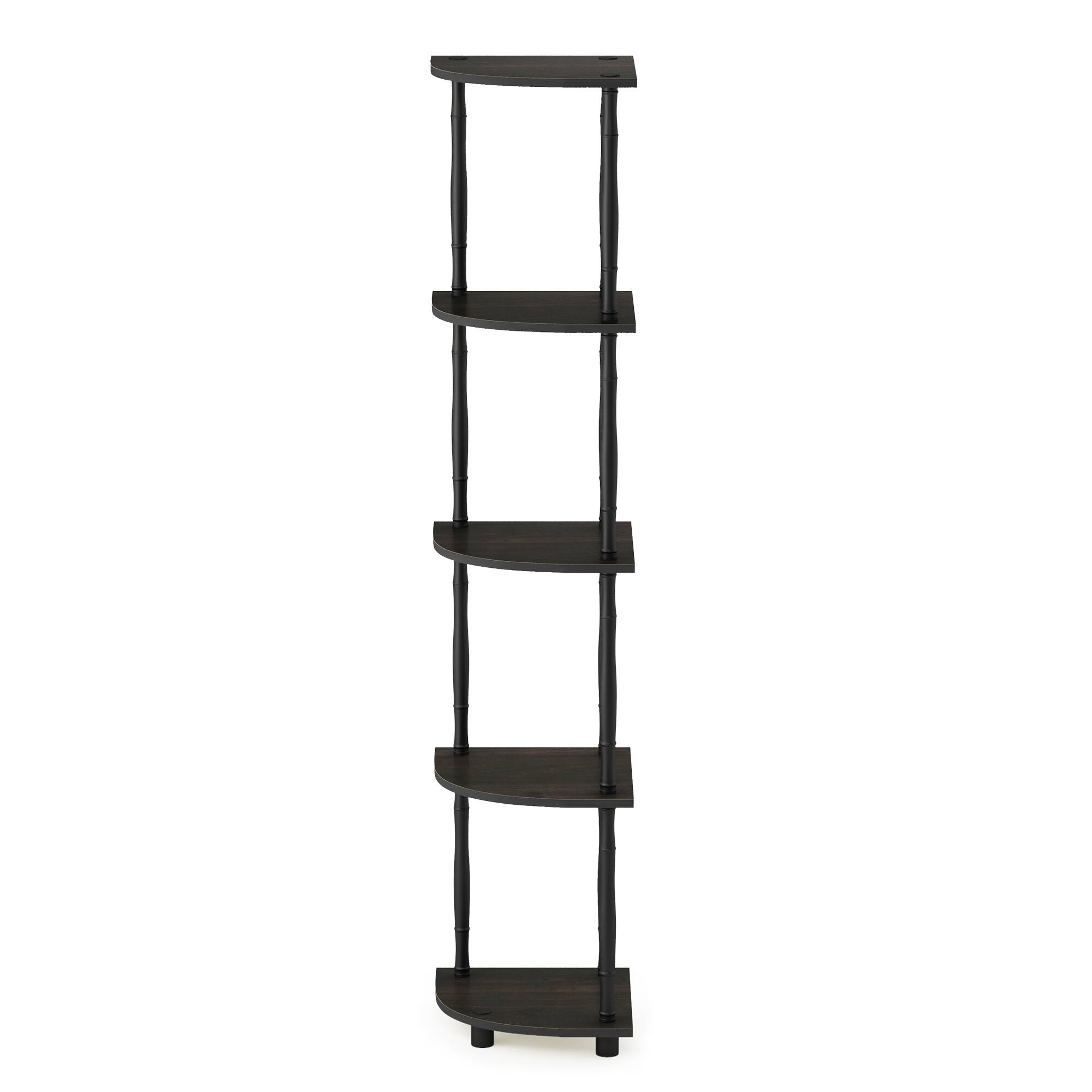 Alt View 2. Furinno - Turn-N-Tube 5 Tier Corner Display Rack Multipurpose Shelving Unit with Classic Tubes, Espresso/Black - Espresso/Black.