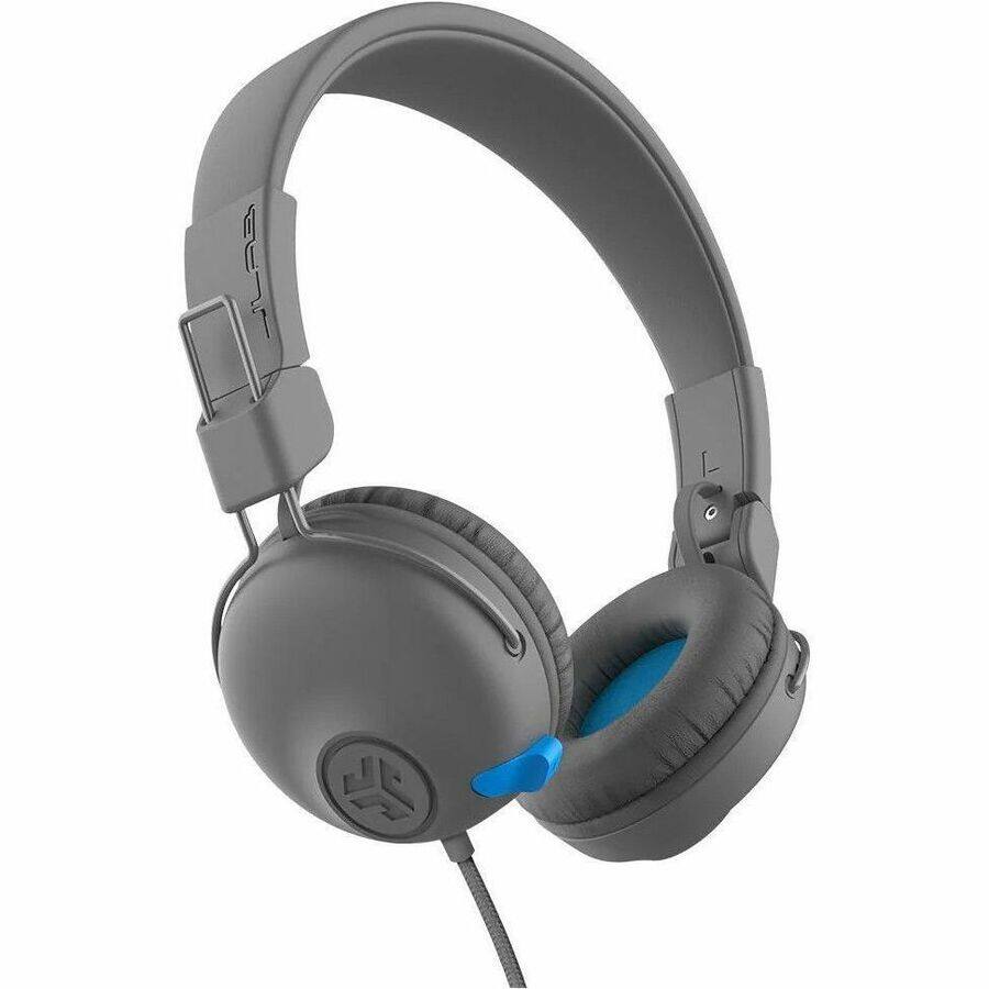 Alt View 2. JLab - Jbuddies Learn HJLEARNRGRYBLU4 On-ear Volume-safe Kids Headphones -  Gray / Blue - Retractable Mic - Gray / Blue.