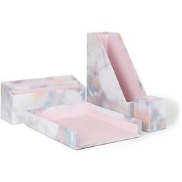 U Brands - 4 Piece Desk Organization Set Desktop Paper Wrapped Chipboard Paper - Soft Dye