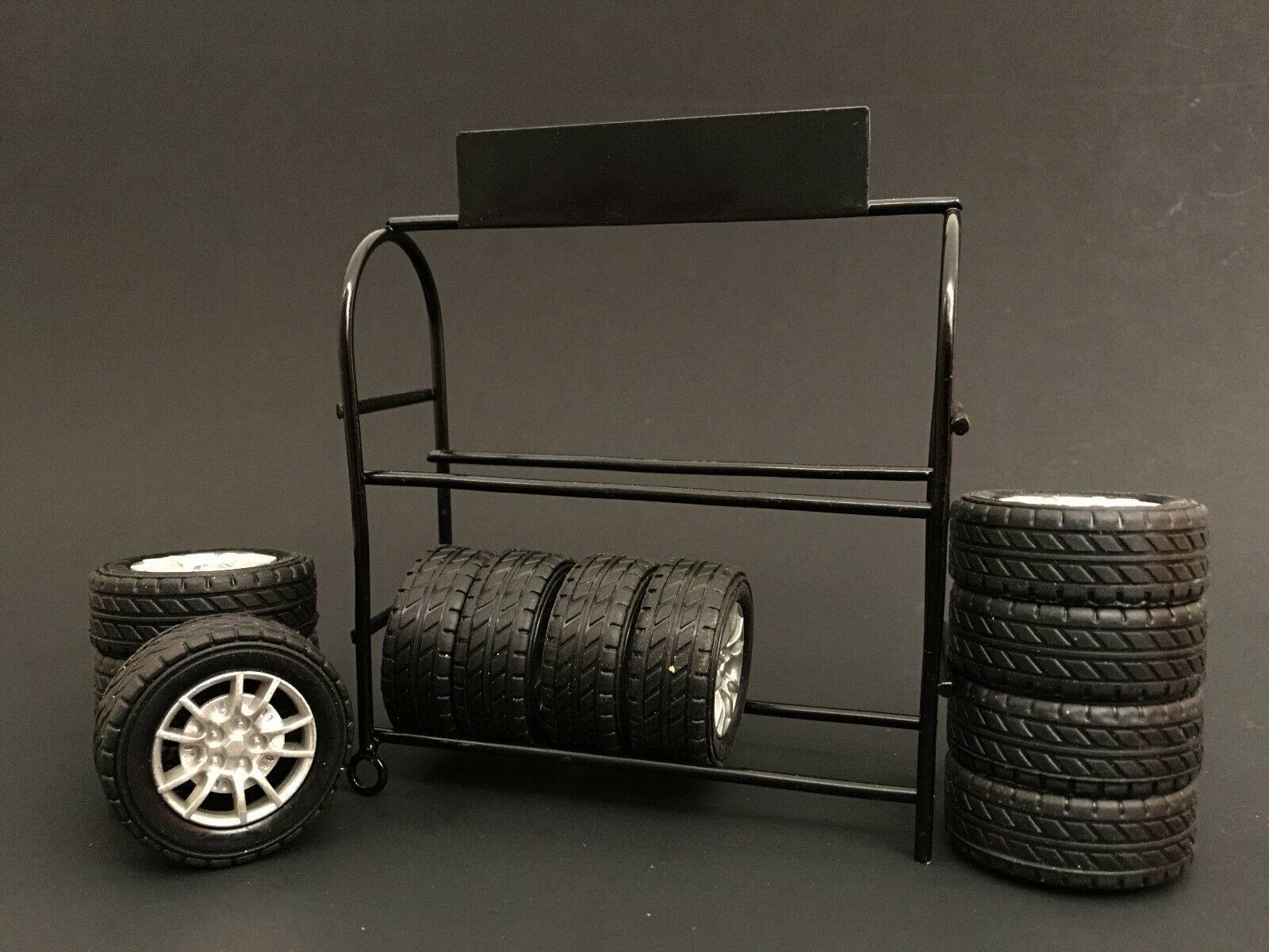 Alt View 1. American Diorama - Metal Tire Rack with Rims and Tires for 1/24 Scale Models by American Diorama.
