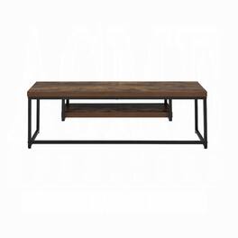Spaco - TV Stand for TVs Up to 50 Inch, Industrial Style with Weathered Oak Top, Metal Base and Open Shelf,for Living Room - Black+Oak