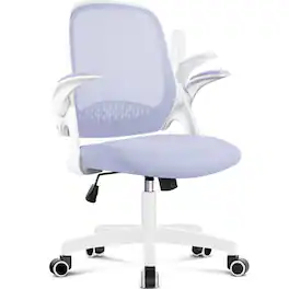 Neo Chair - Ergonomic Office Chair, Mesh Back with Flip-Up Arms, Lumbar Support, Adjustable Height & Rolling Wheels - Plastic Base-Purple