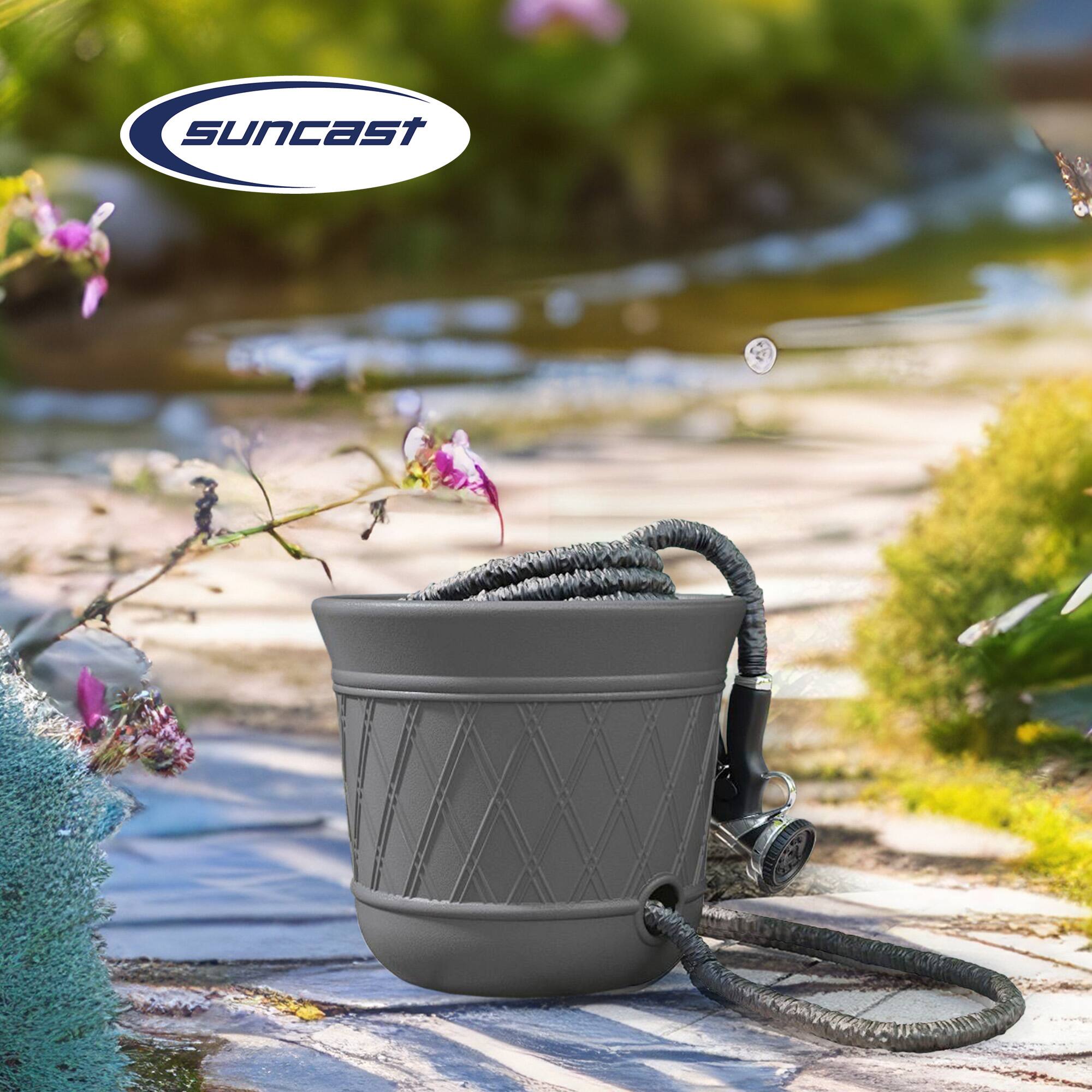 Alt View 2. Suncast - Suncast 14 x 12 Inch Decorative Hideaway Garden Hose Storage Pot, Gray (2 Pack).