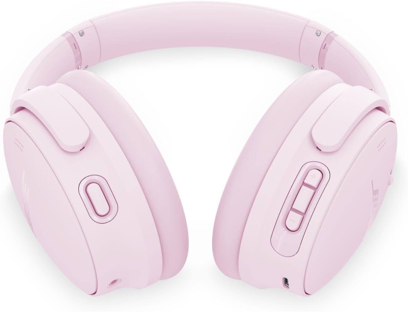 Left. Bose - Bose QuietComfort Headphones Bundle with Fast Charger - Wireless Bluetooth Over-Ear Noise Cancelling (Petal Pink) - Petal Pink.