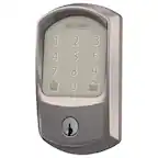 Front. Schlage - Schlage Encode Satin Nickel Metal Wi-Fi Deadbolt - Satin Nickel.