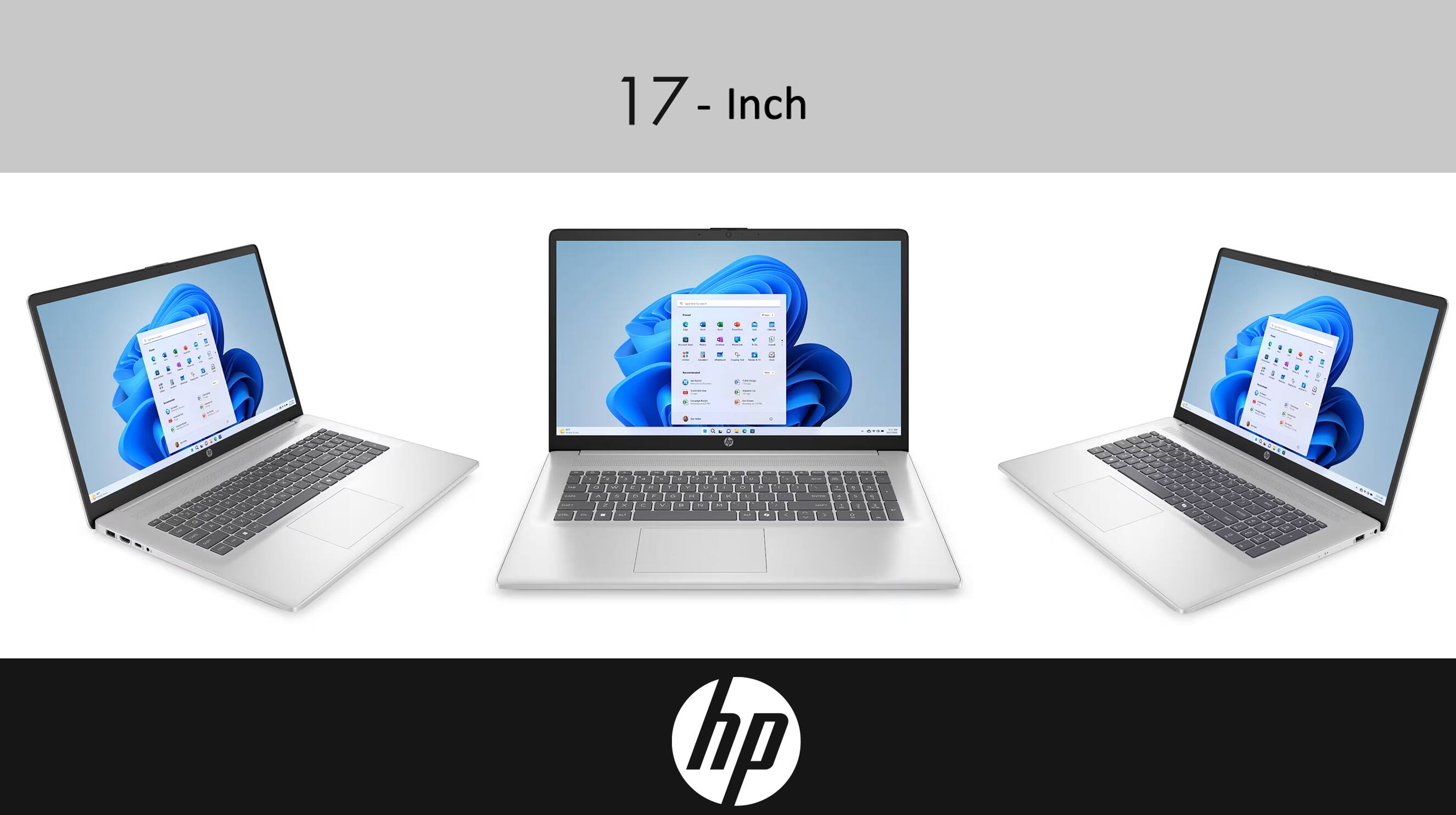 Alt View 1. HP - HP 17 Laptop 17.3 FHD (AMD Ryzen 5 7520U, 8GB LPDDR5, 512GB SSD, AMD Radeon, Win 11 Home) w/USB Hub - Natural Silver.
