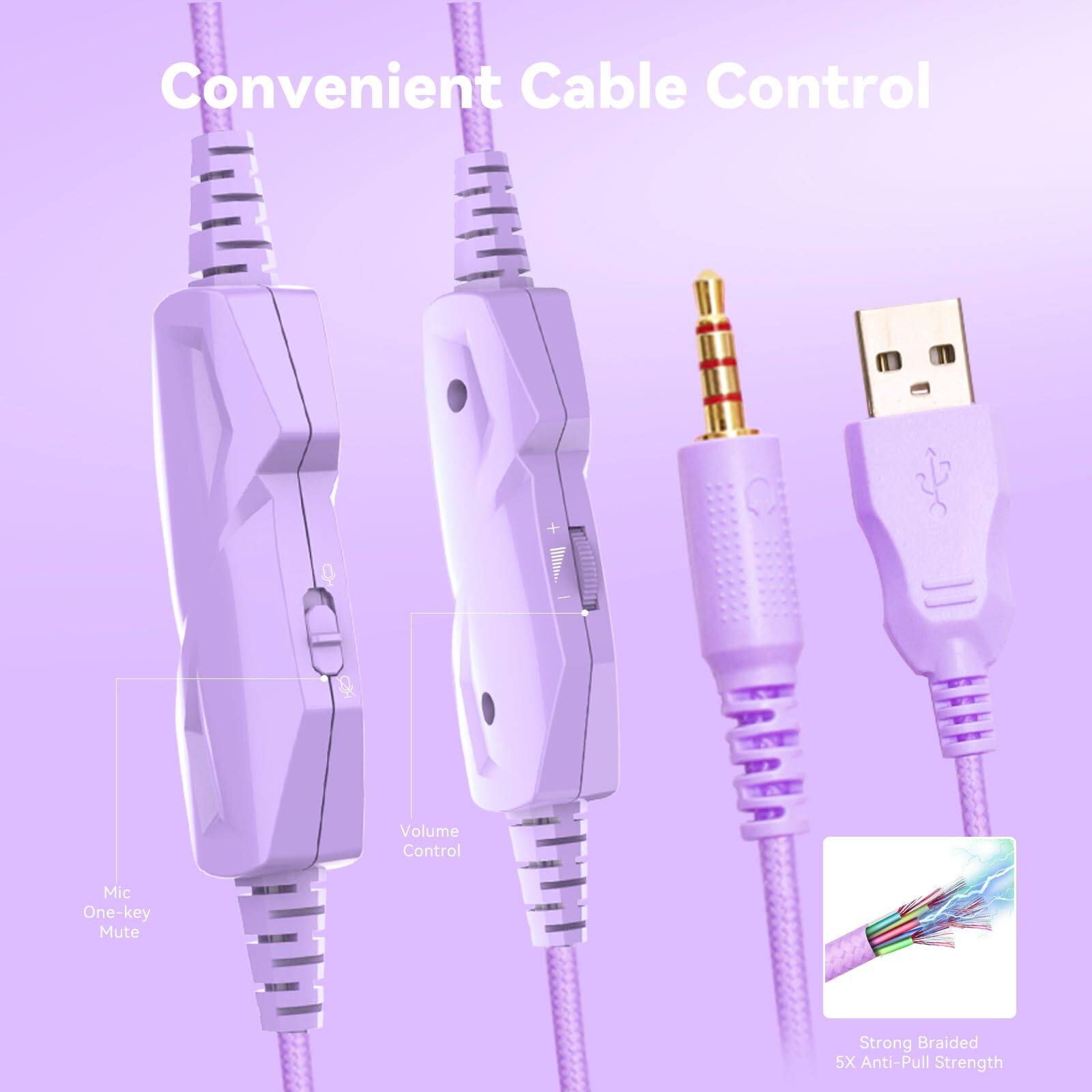 Convenient Cable Control

- Mic One-key Mute
- Volume Control
- Strong Braided 5X Anti-Pull Strength