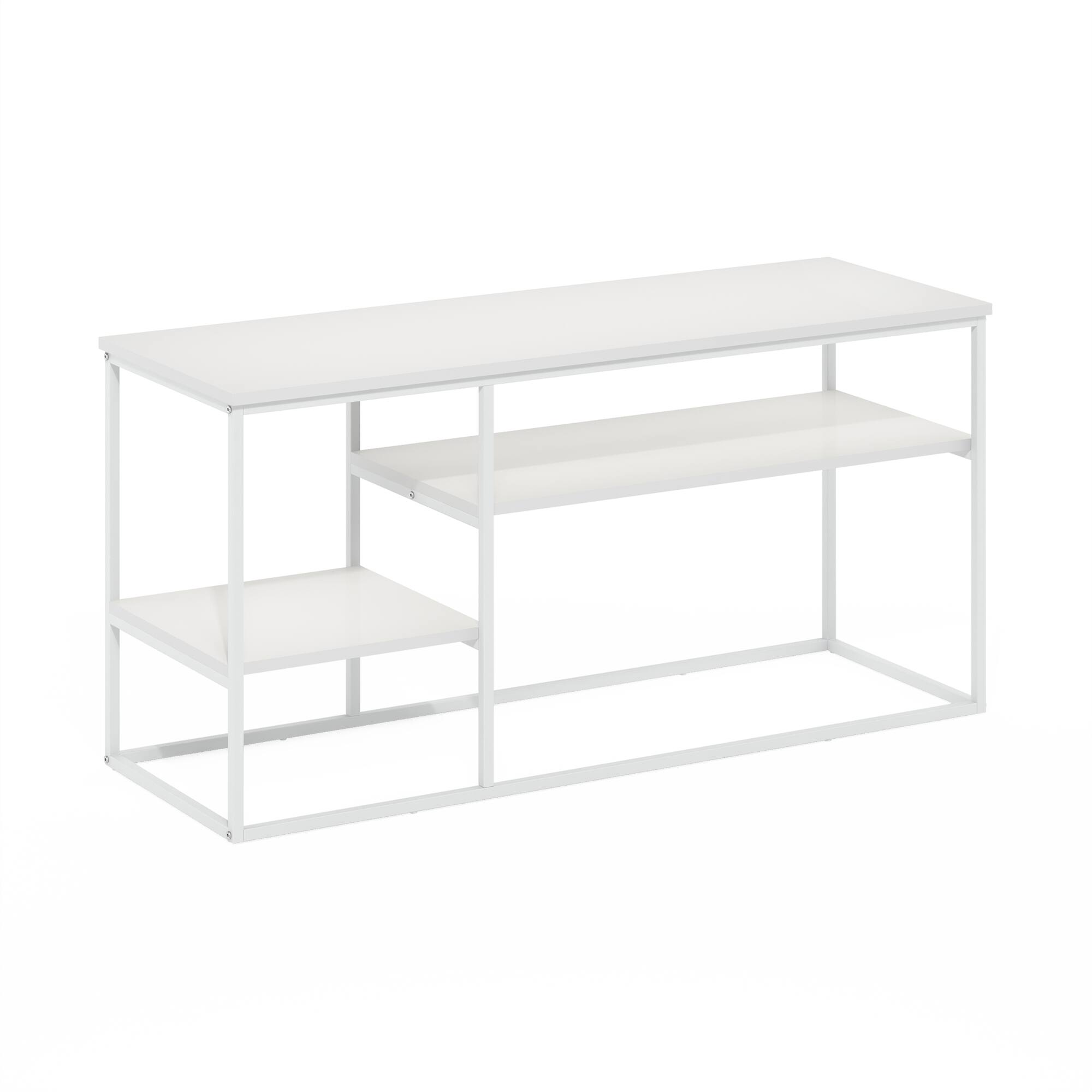 Front. Furinno - Moretti Modern Lifestyle TV Stand for TV up to 50 Inch - Solid White/White.