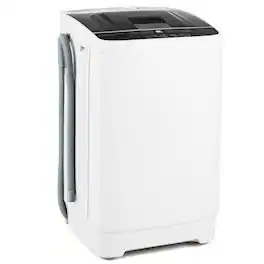 Costway - 7.7 lbs Full Automatic Washing Machine with 8 Preset Programs, 6 Water Levels - White