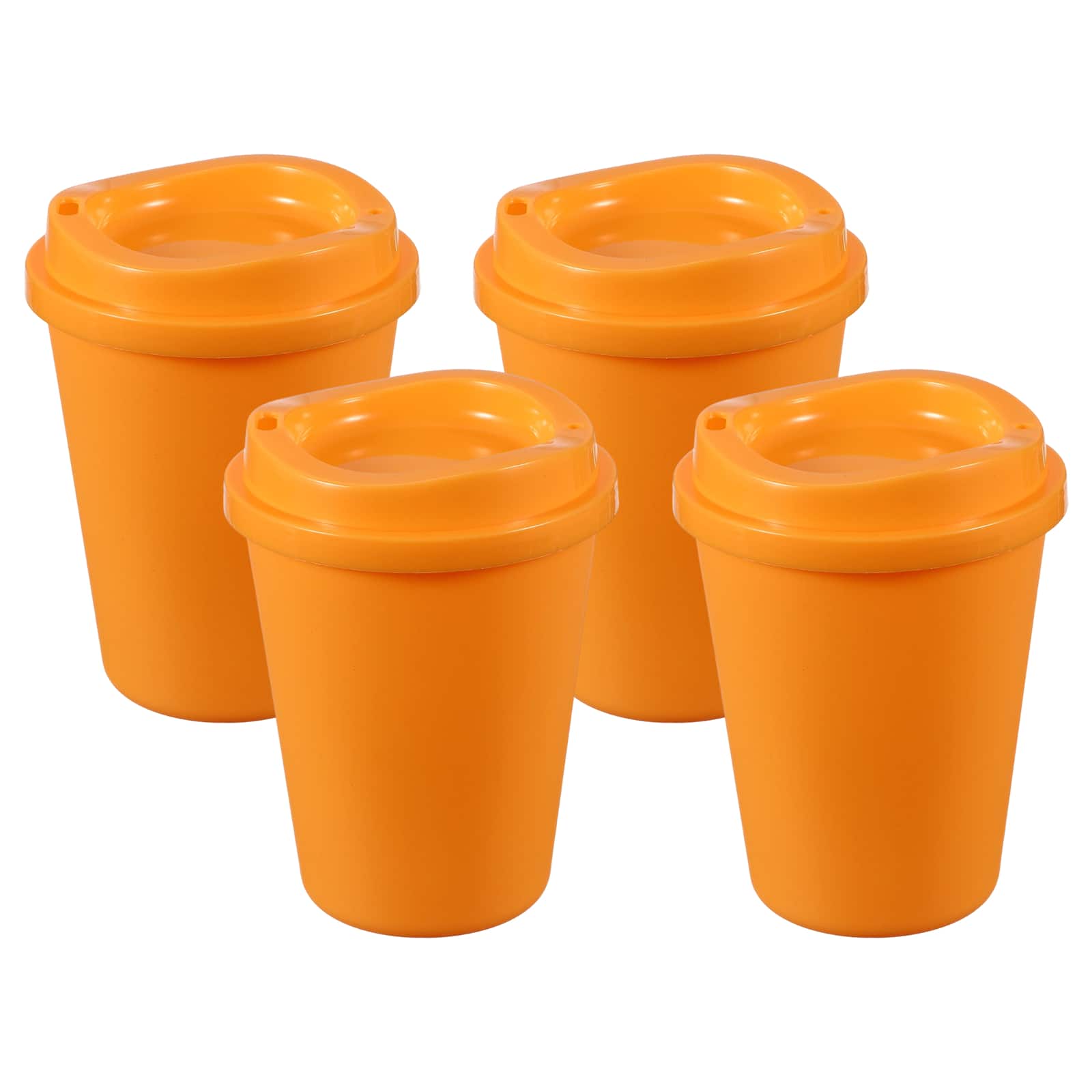 Unique Bargains - 4pcs Reusable Coffee Cups with Lids, 12oz Travel Mugs Spill Proof for Hot and Cold Drinks Juice Tea - Orange