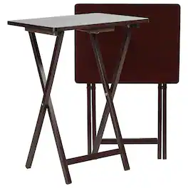 PJ Wood - Folding TV Snack Tray Folding Table Desk Stand, Espresso Set of 2 - Brown