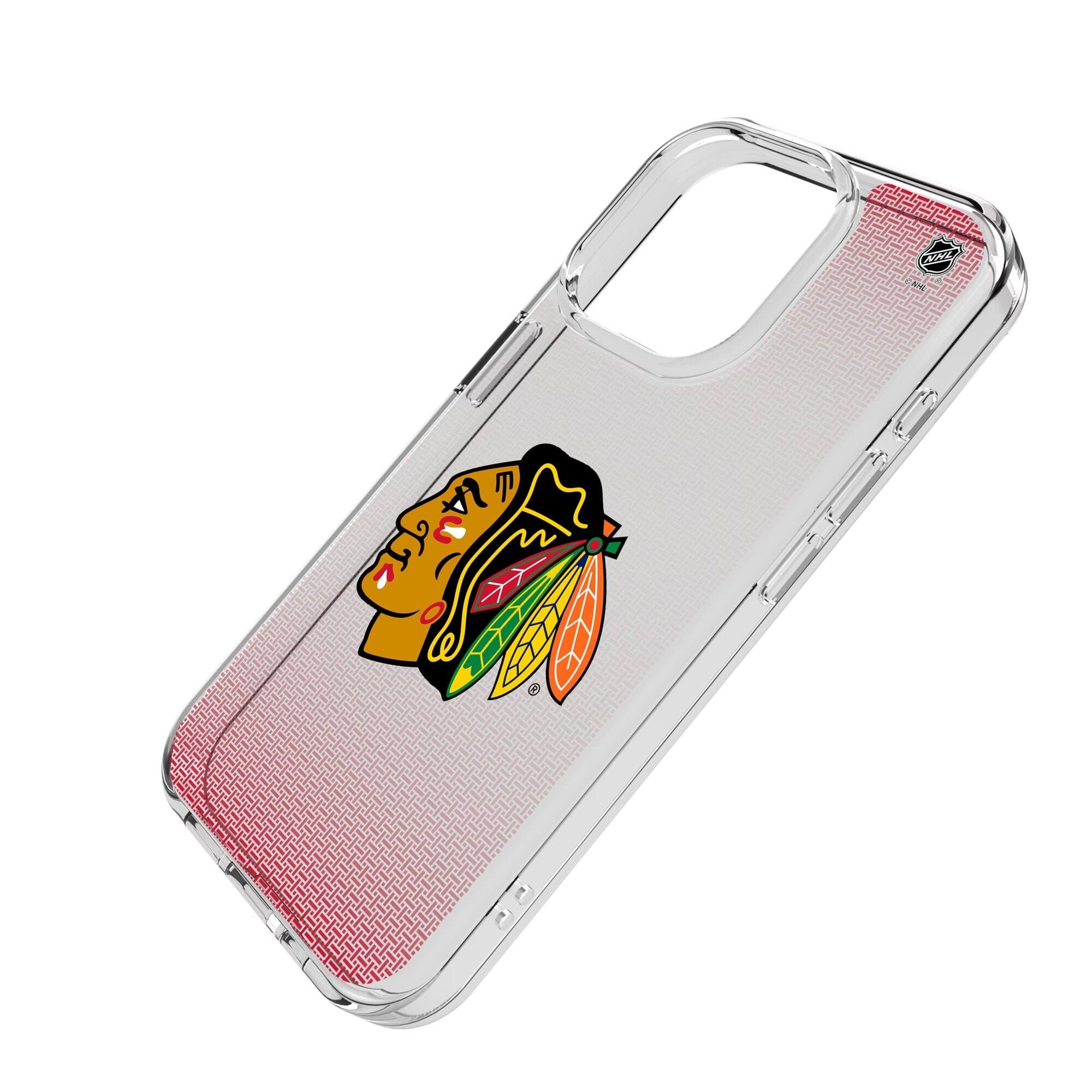 Alt View 1. Keyscaper - Chicago Blackhawks Linen Logo iPhone Clear Case - 14 - Multicolor.