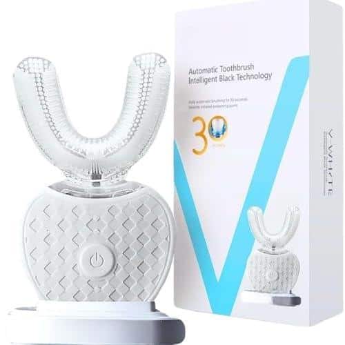 Cozy Serene - Ultrasonic U-shaped Toothbrush For Teeth Electric Adults - 360° Mouth Cleansing Hands Free Gums - White - Adult-1 Count (Pack of 1)