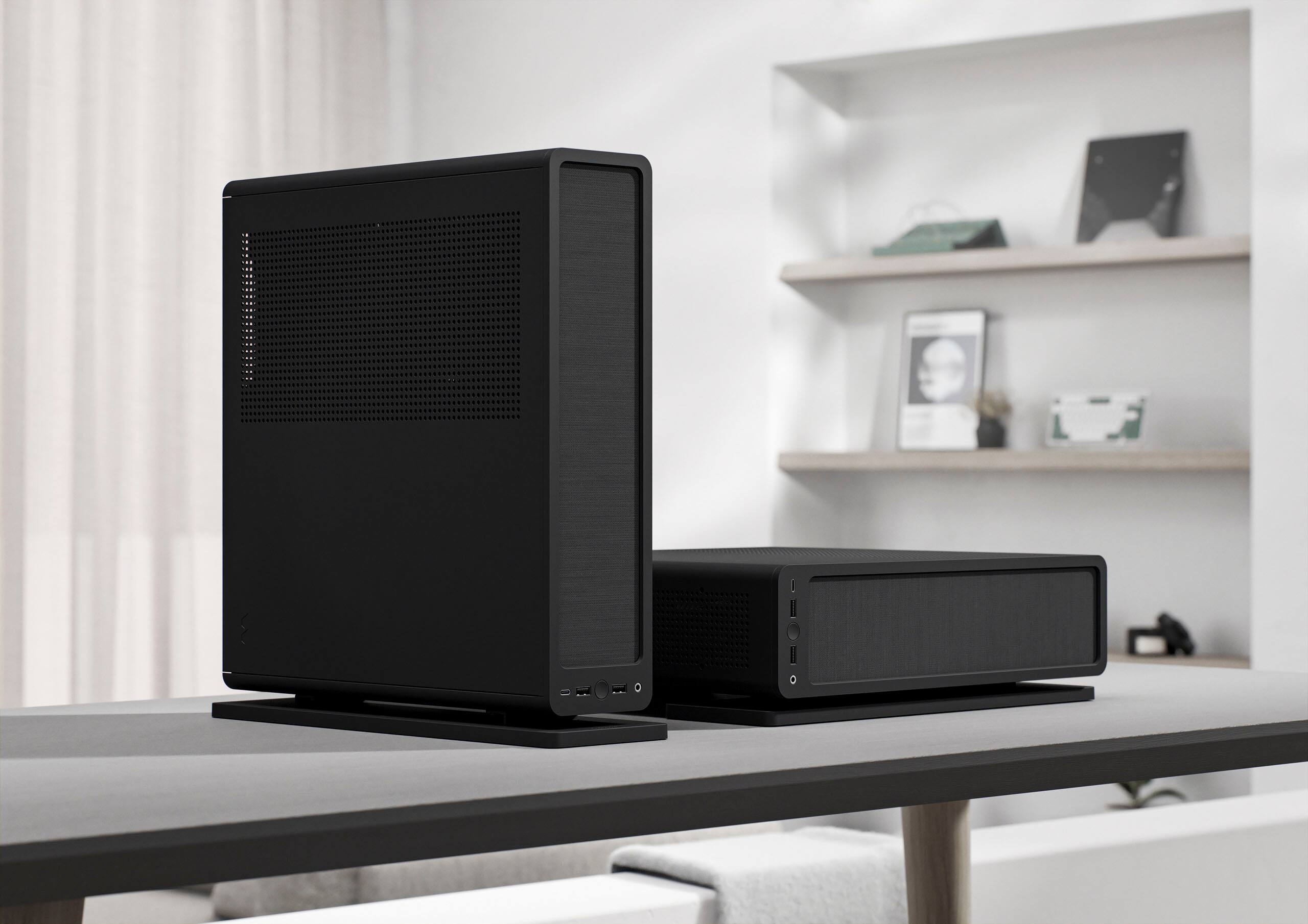 Alt View 25. Fractal Design - Ridge Black Mini-ITX Slim Small Form Factor Console PC Case with PCIe 4.0 Riser - Black.