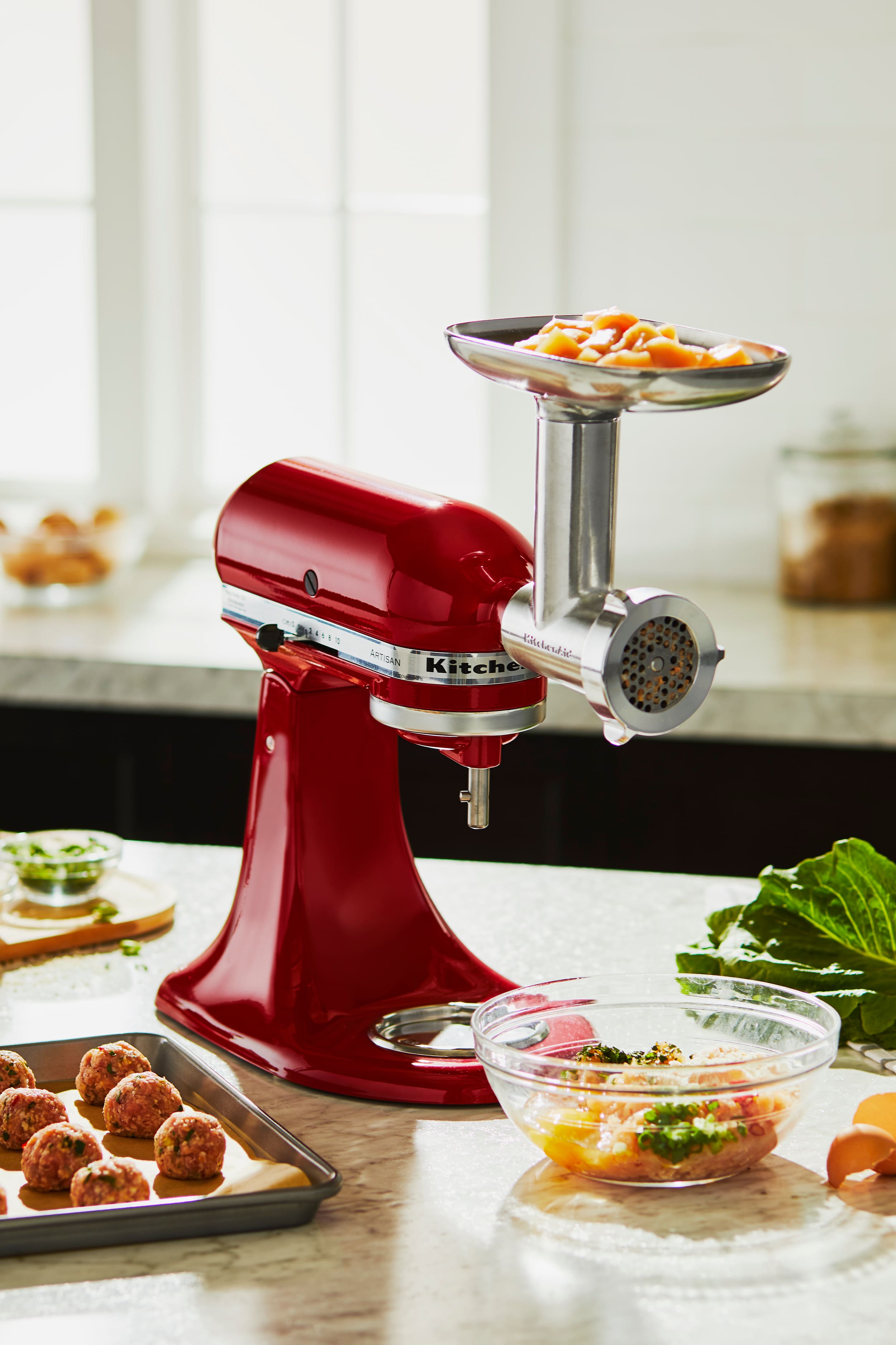 Accessories. KitchenAid - Metal Food Grinder Attachment - Silver.