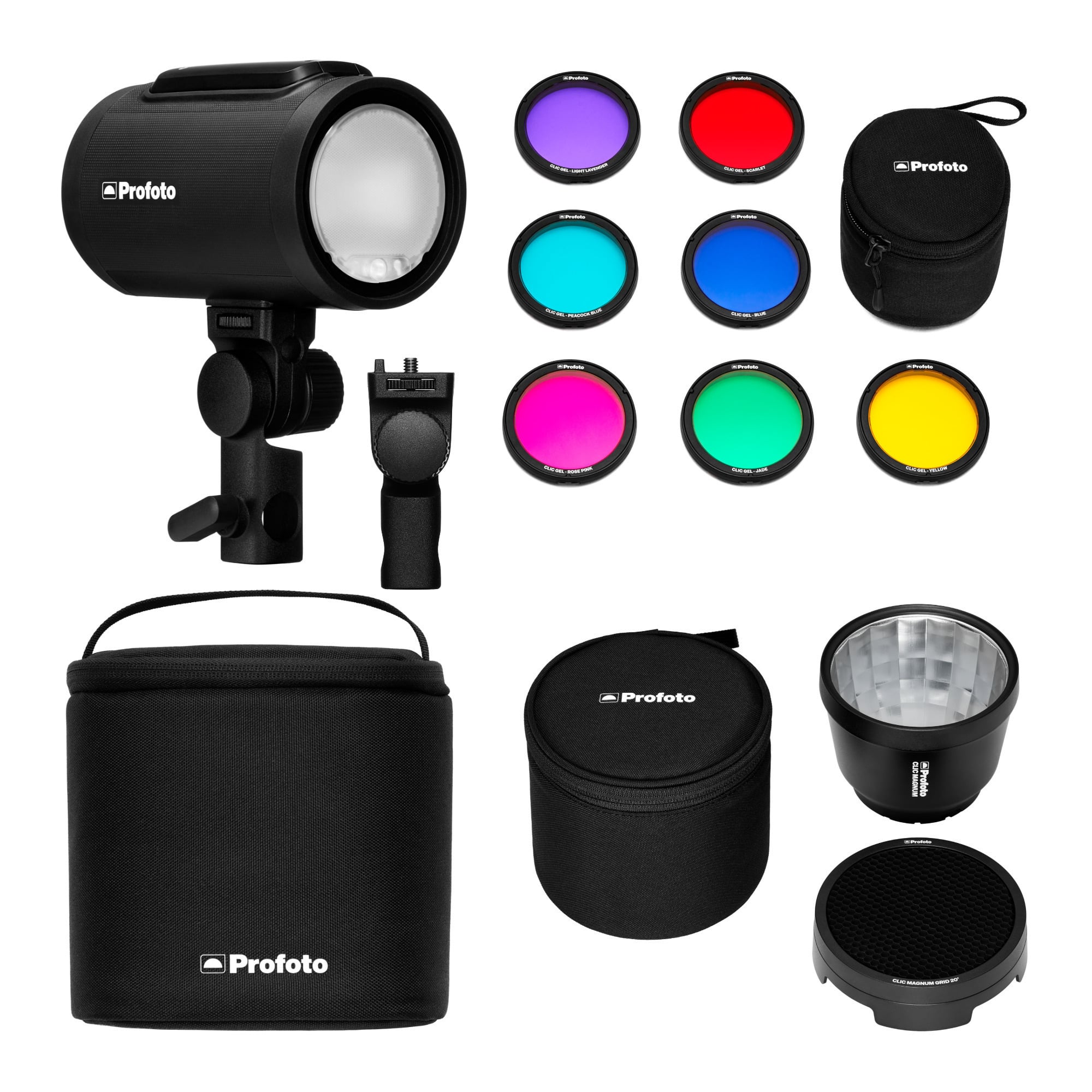 Clic Magnum Reflector with a Protective Case, and Profoto Clic Color Effects Kit, and Profoto A2 Monolight