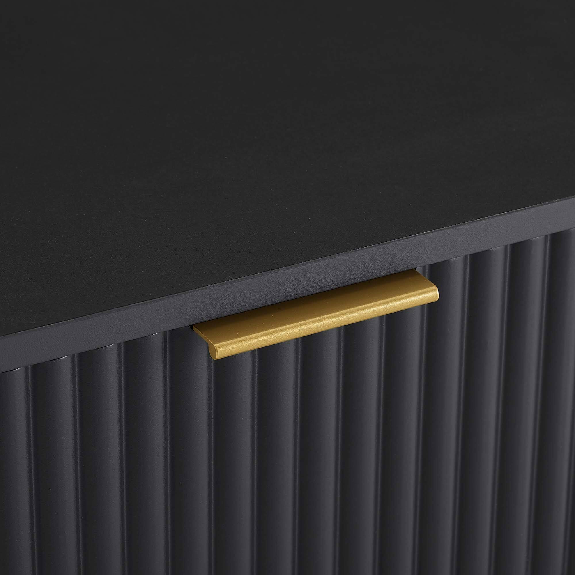 Alt View 2. Tiramisubest - Modern 2-Drawer Nightstand in Black, Gold Metal Handles, Splayed Legs, Snap Assembly - Black.