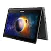 Front. ASUS - Asus 11.6" Touchscreen 2 in 1 Notebook HD Intel Celeron N100- 4 GB RAM(On-board),128 GB SSD,Win 11pro, Mineral Gray - Grey.