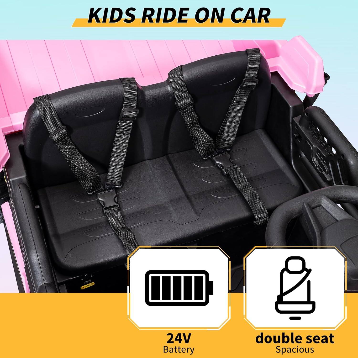 KIDS RIDE ON CAR

24V Battery

double seat Spacious
