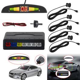 Junsun - 4 Sensors Parking Sensor Car Reverse with LCD Display Audio Buzzer Alarm kit US Stock - Black