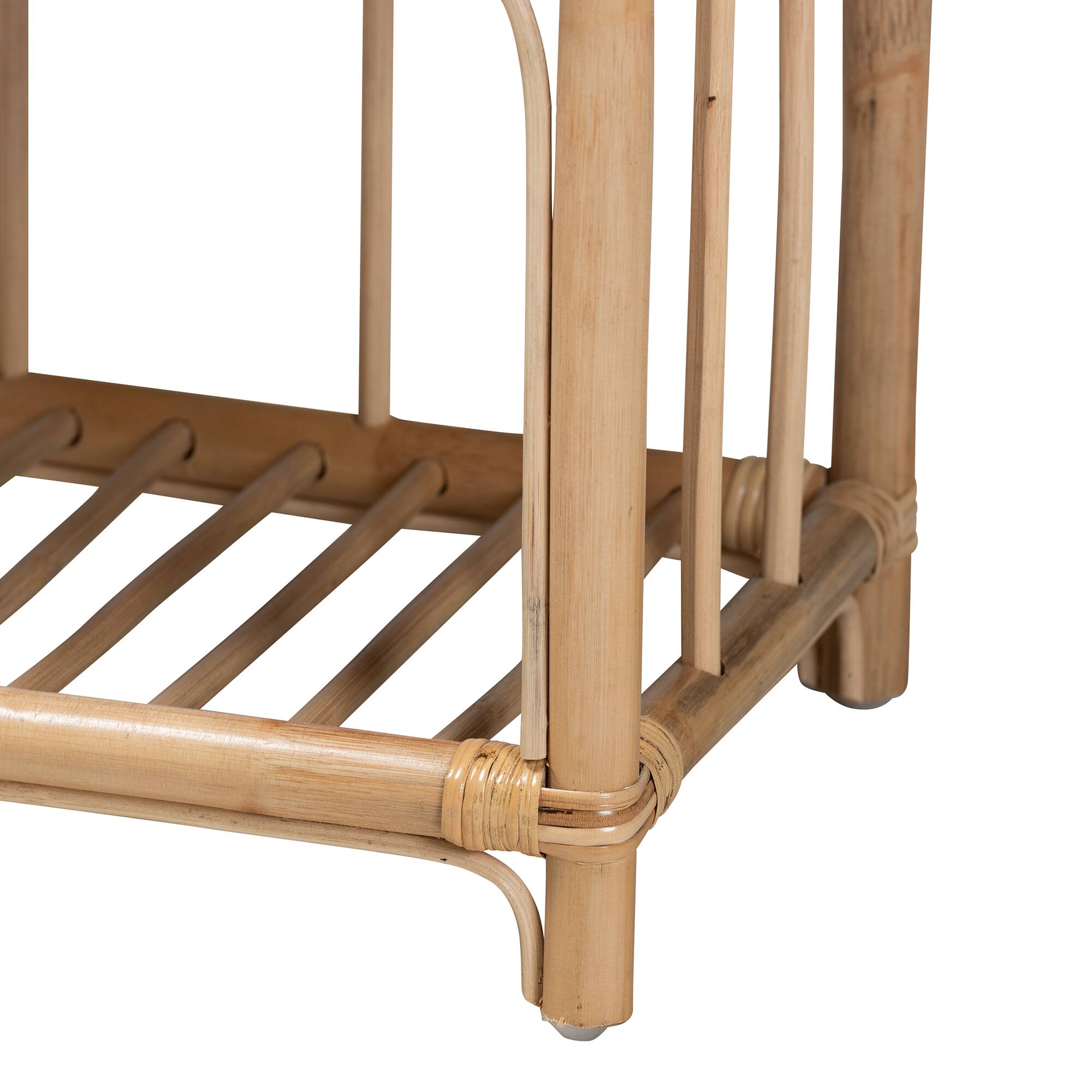 Alt View 2. bali & pari - Kobie Modern Bohemian Rattan 1-Drawer Nightstand - Natural Brown.