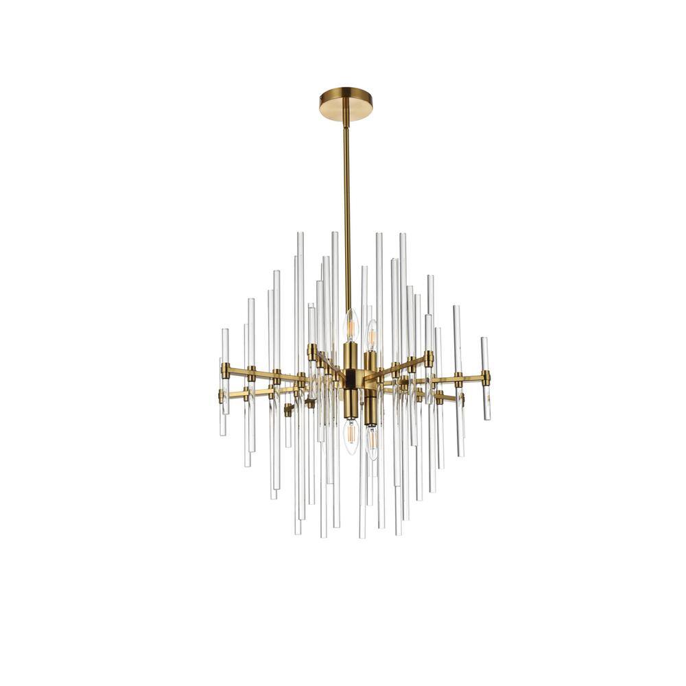Left. Elegant Lighting - Sienna 23 inch crystal rod pendant in gold - Gold.