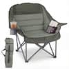 Front. Costway - Costway Oversized Camping Chair Folding Upholstered Oxford Chair with Side Pockets - Green.