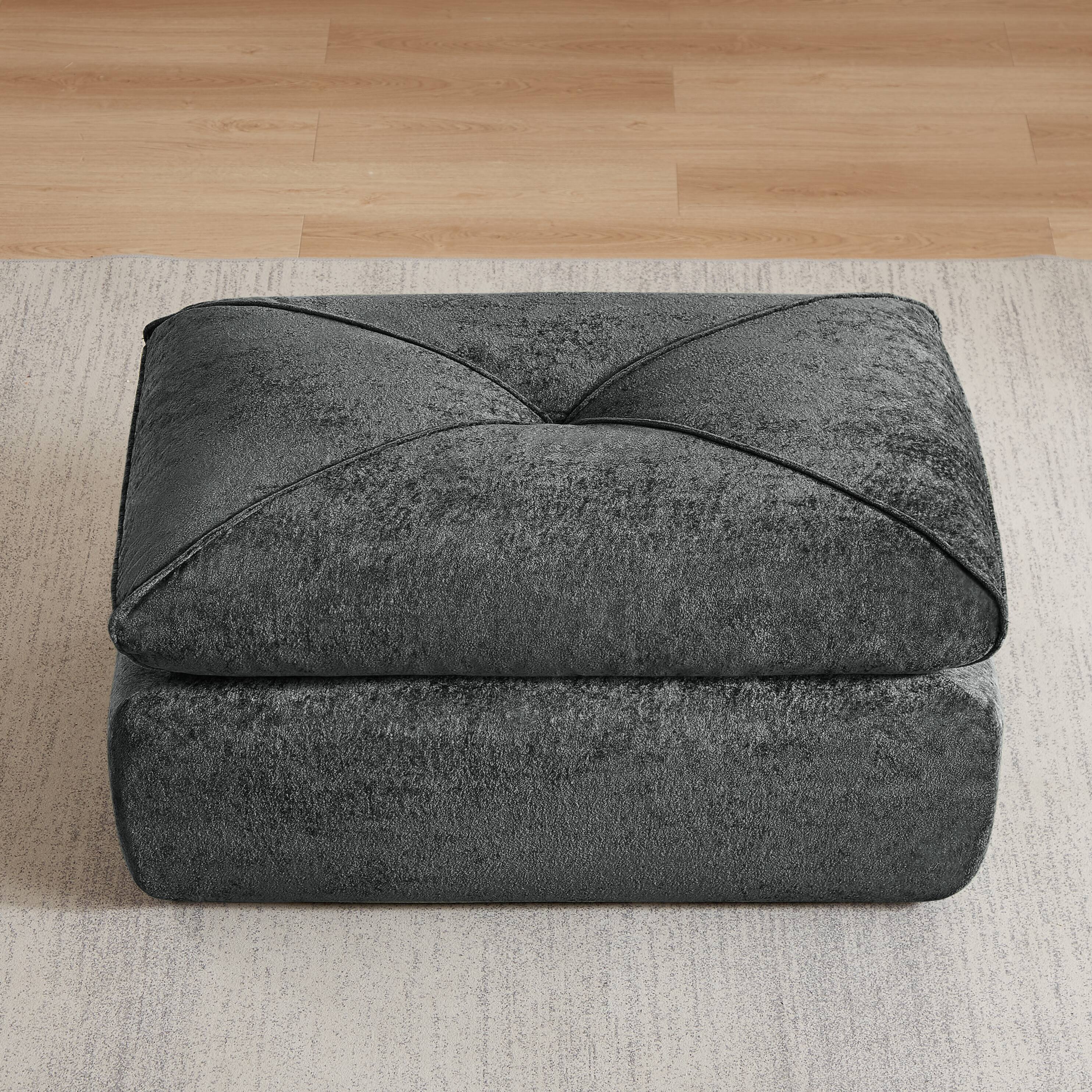Left. Loheer - Loheer Dark Gray Chenille Ottoman Large Living Room Footstool Multi-Functional Modular Sofa Piece 42 Inch - Dark Gray.