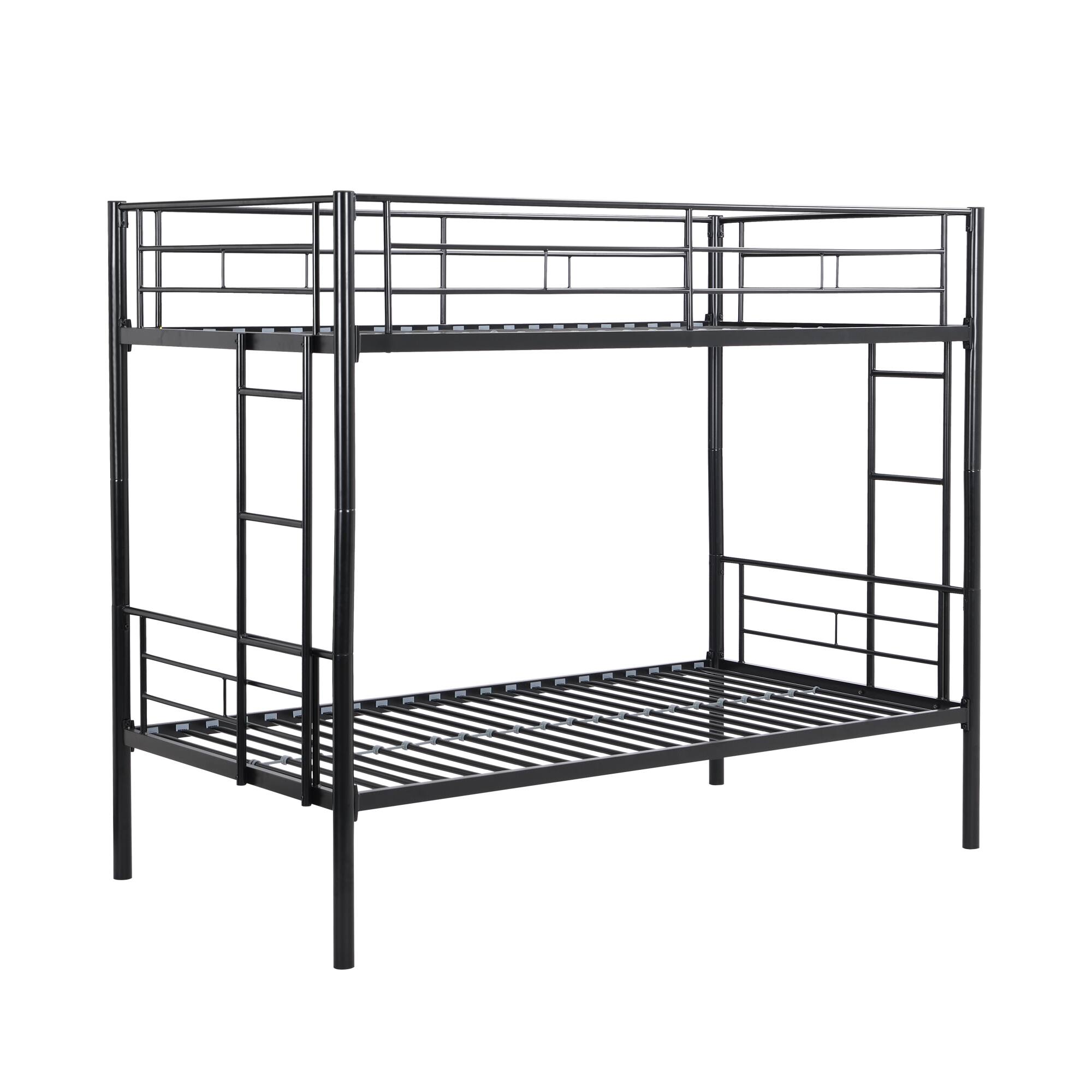 Back. GOODSILO - Sturdy Metal Bunk Bed with Safe Stairs and Space-Saving Design for Modern Bedrooms - Black.