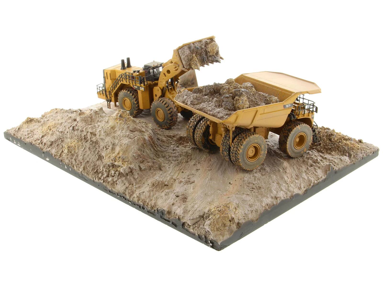 Alt View 3. Diecast Masters - CAT Caterpillar 994K Wheel Loader and 797 Mining Truck Yellow Set "Weathered Series" 1/125 Model by Diecast Masters.