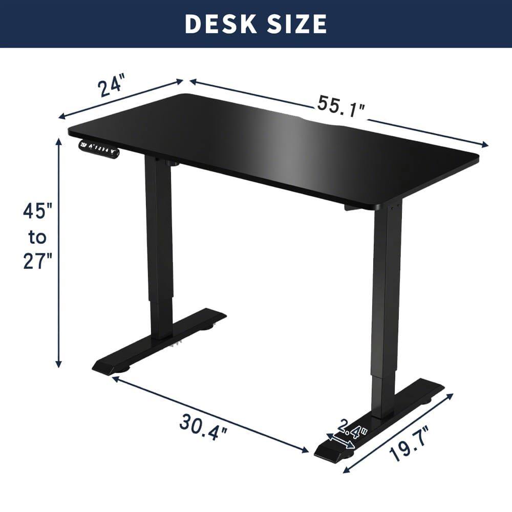 DESK SIZE

- 24" 
- 55.1" 
- 124 
- 45" to 27" 
- 30.4" 
- 2.4" 
- 19.7"