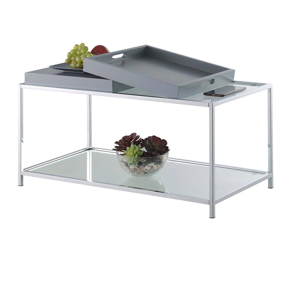 Angle. Convenience Concepts - Palm Beach Coffee Table, Gray - Gray.