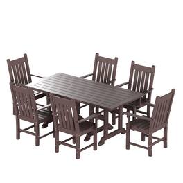 WestinTrends - Malibu 7 Piece Outdoor Patio Dining Set Outdoor Table and Armchair Set - Dark Brown
