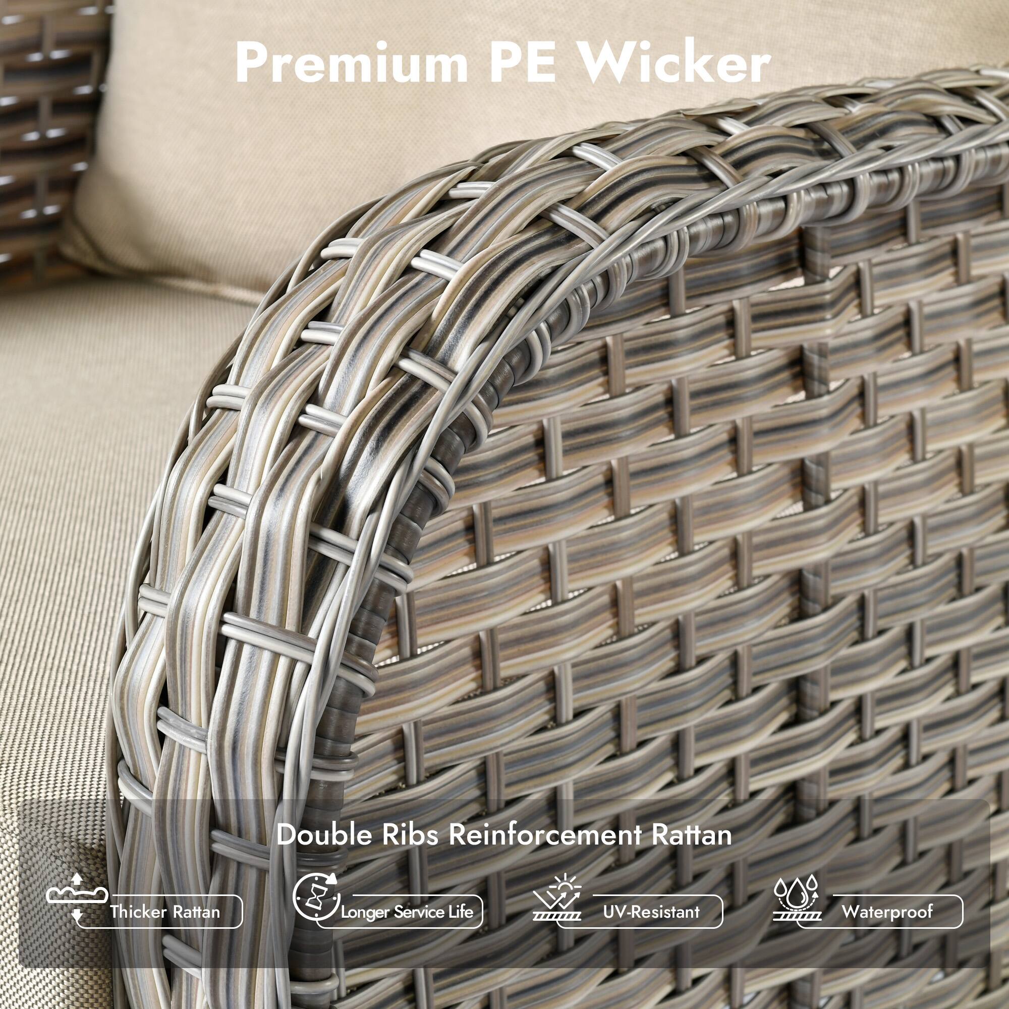Premium PE Wicker

Double Ribs Reinforcement Rattan

- Thicker Rattan
- Longer Service Life
- UV-Resistant
- Waterproof