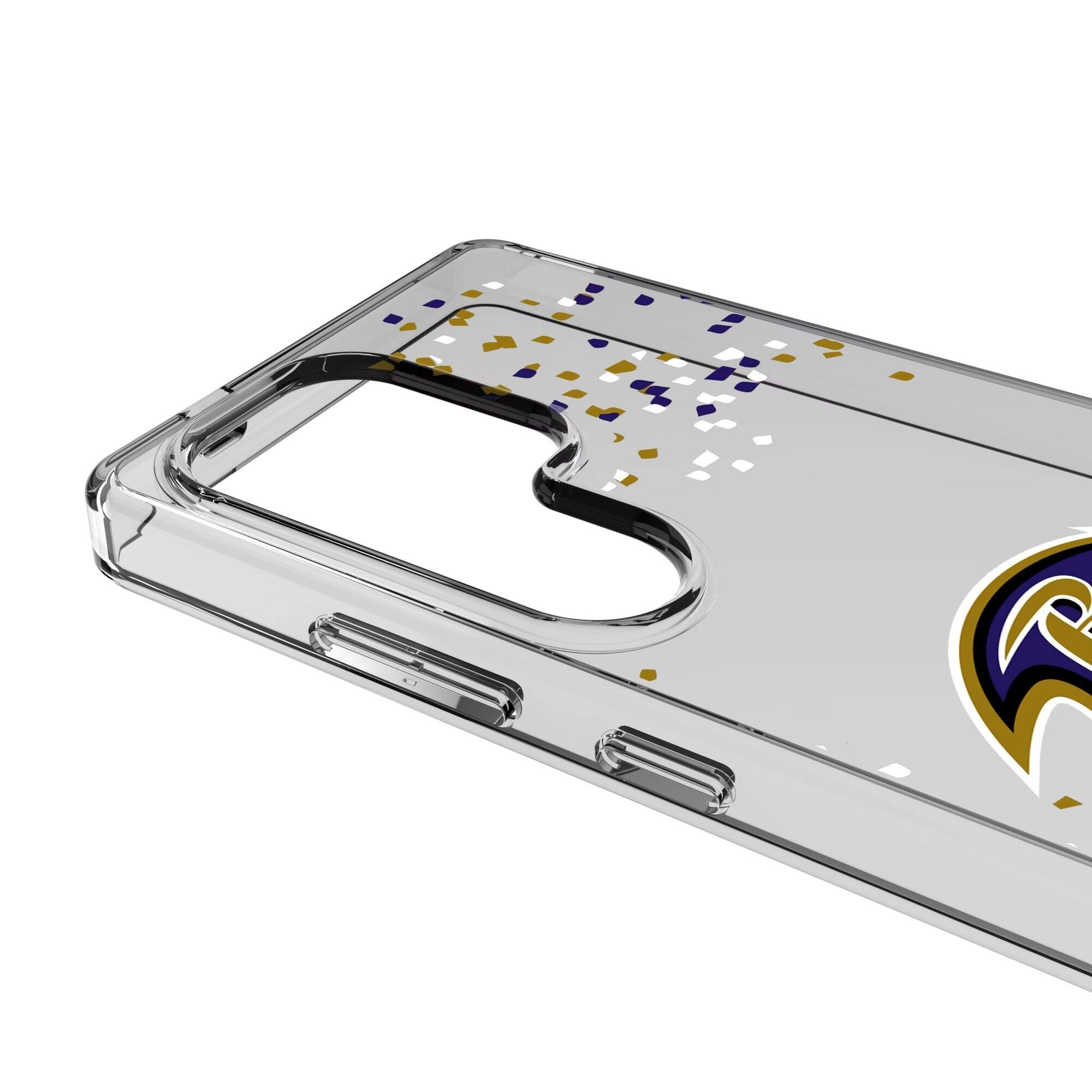 Alt View 2. Keyscaper - Baltimore Ravens Galaxy Clear Case with Confetti Design - S22 - Multicolor.