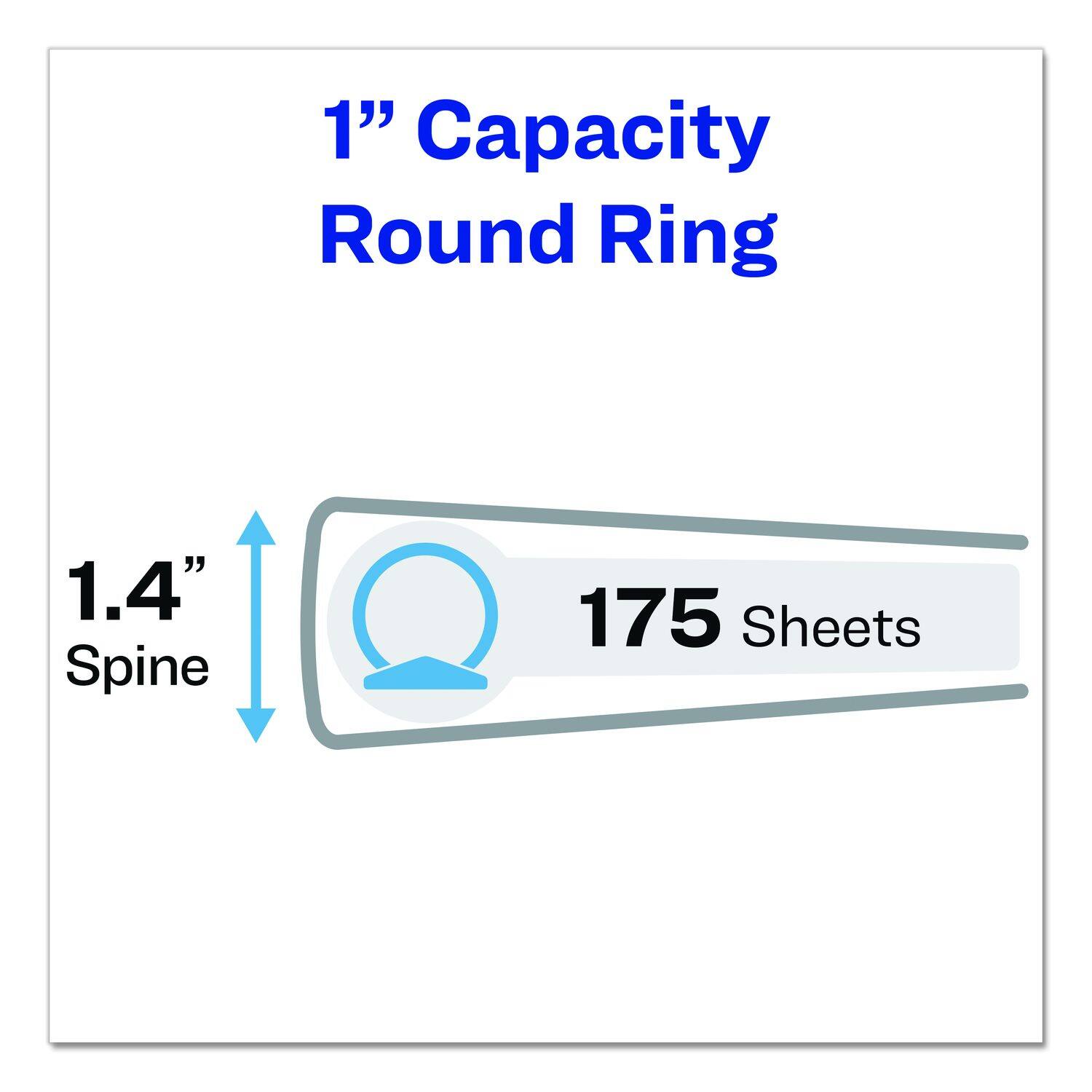 1" Capacity Round Ring  
1.4" Spine  
175 Sheets