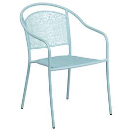 Emma + Oliver - Commercial Grade Colorful Metal Patio Arm Chair with Round Back - Sky Blue