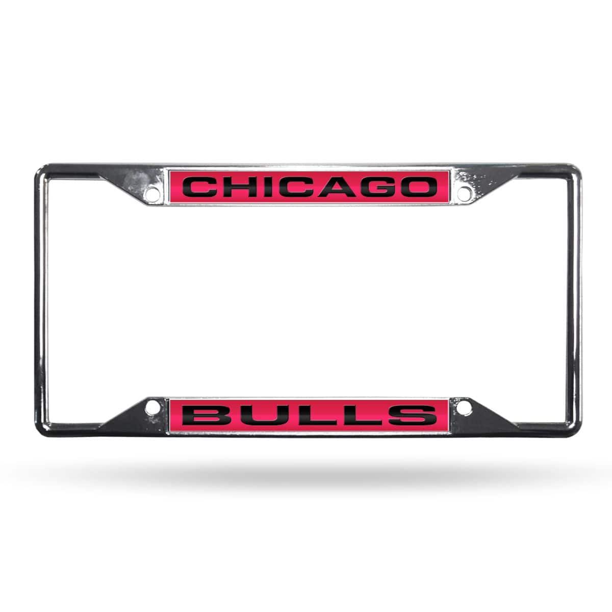 Rico Industries - Chicago-Basketball-Bull's 4-Corner EZ View Chrome Metal Laser License Plate Frame - Multi