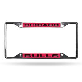 Rico Industries - Chicago-Basketball-Bull's 4-Corner EZ View Chrome Metal Laser License Plate Frame - Multi