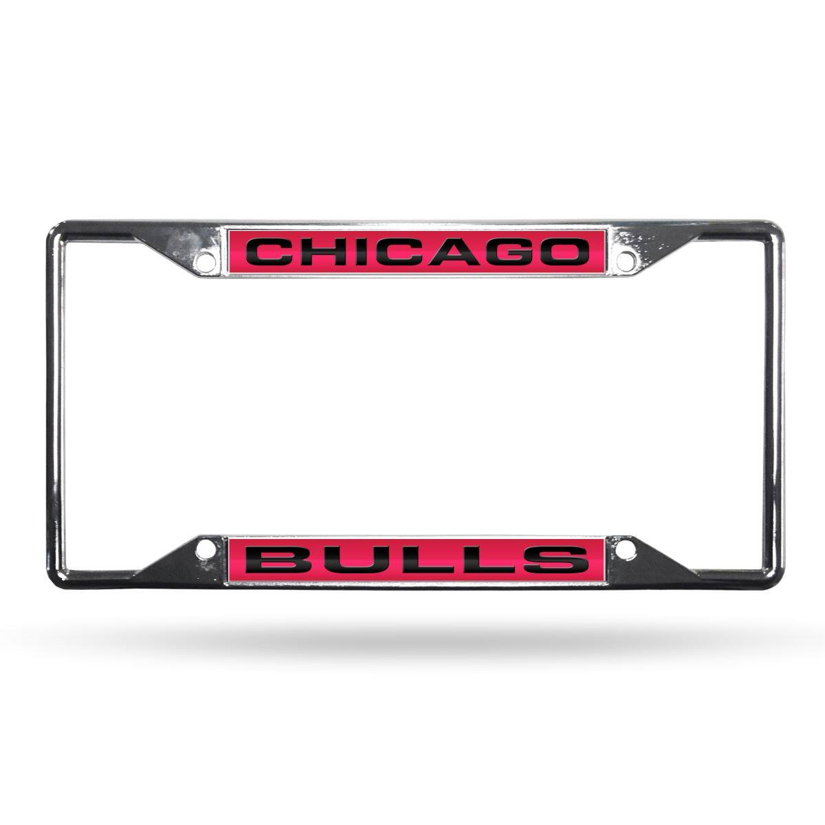 Chicago Bulls Basketball 4-Corner EZ View Chrome Metal Laser License Plate Frame