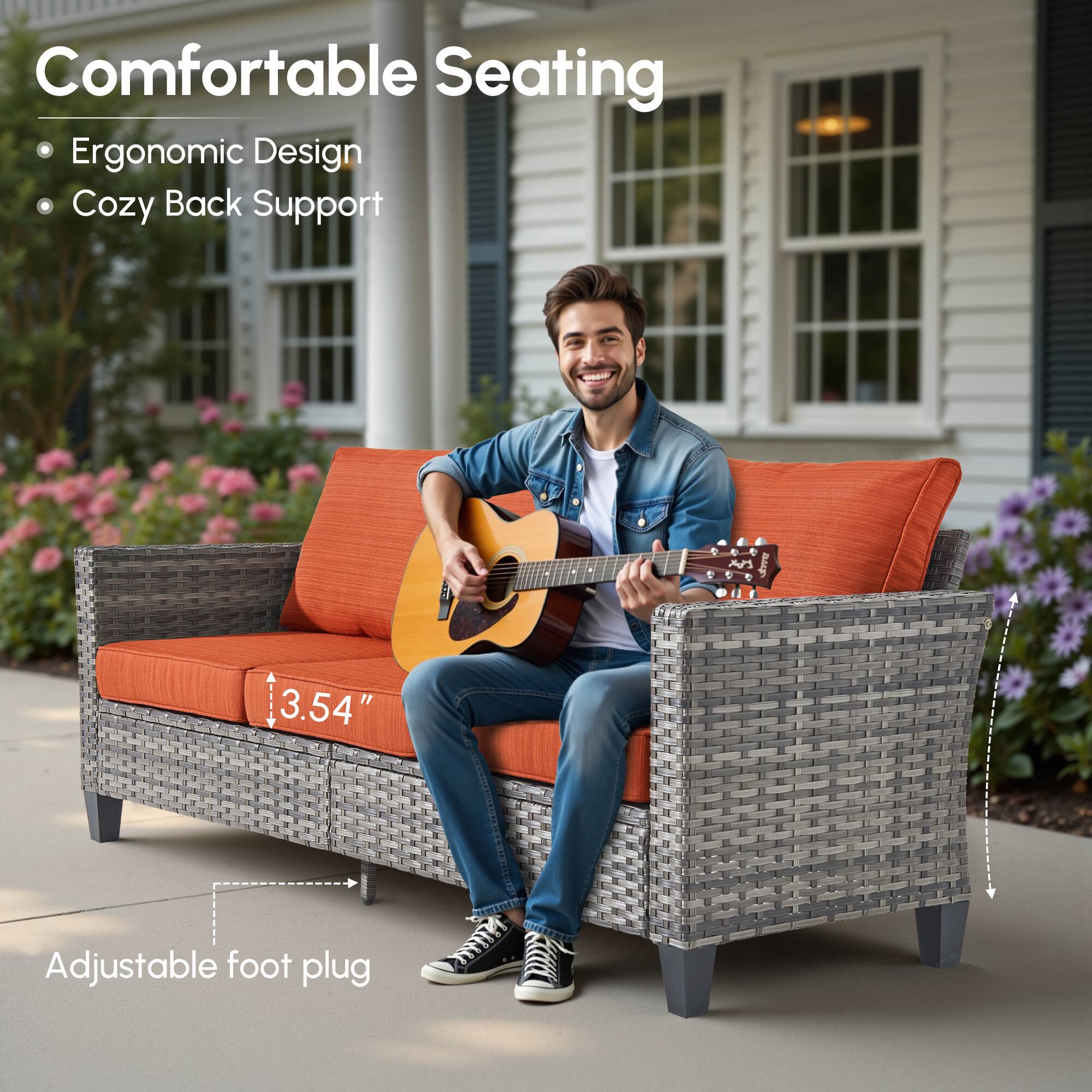 Comfortable Seating  
- Ergonomic Design  
- Cozy Back Support  

3.54" Adjustable foot plug