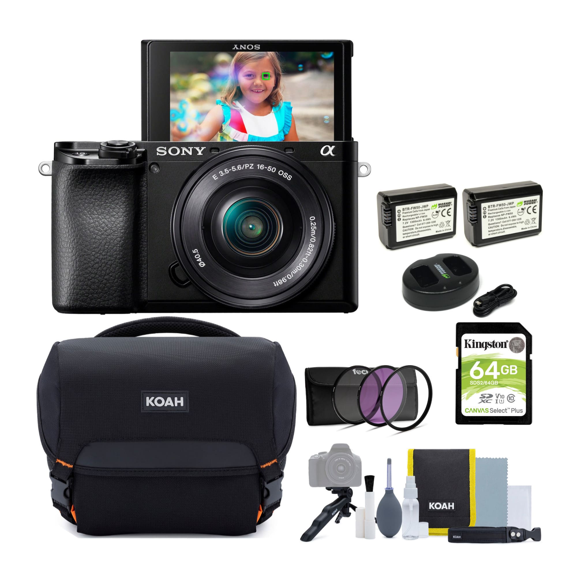 Sony Alpha a6100 APS C Mirrorless Camera with 16 50mm Lens Bundle