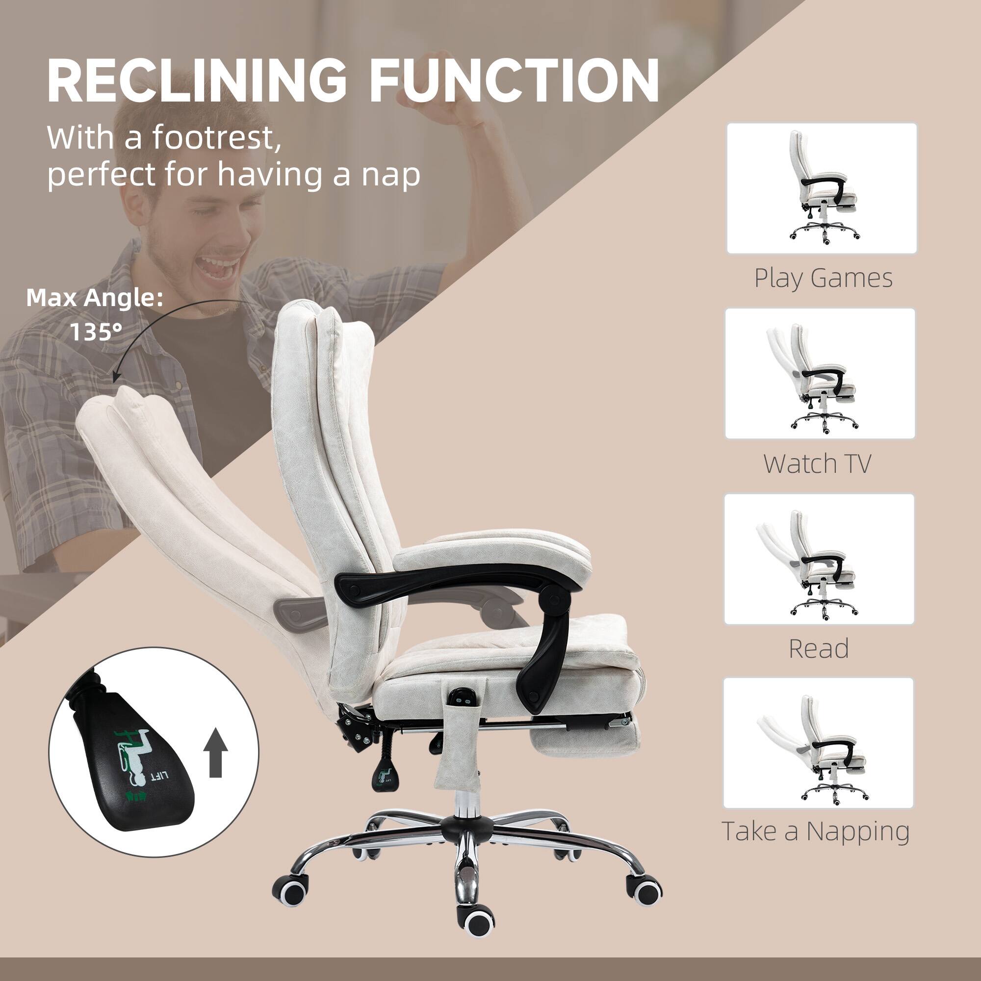 RECLINING FUNCTION
With a footrest, perfect for having a nap
Max Angle: 135°
Play Games
Watch TV
Read
Take a Napping