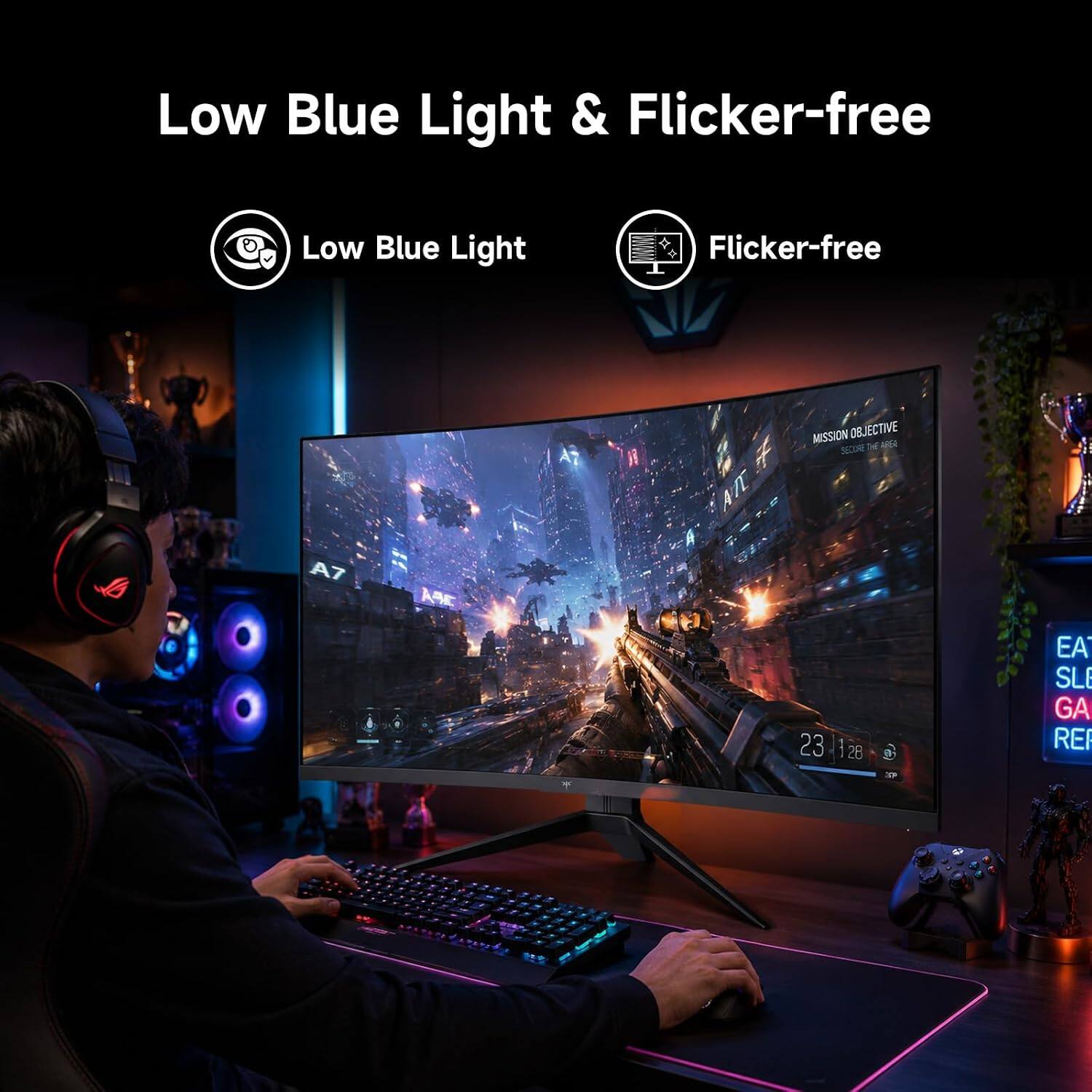 Low Blue Light & Flicker-free

Low Blue Light

Flicker-free