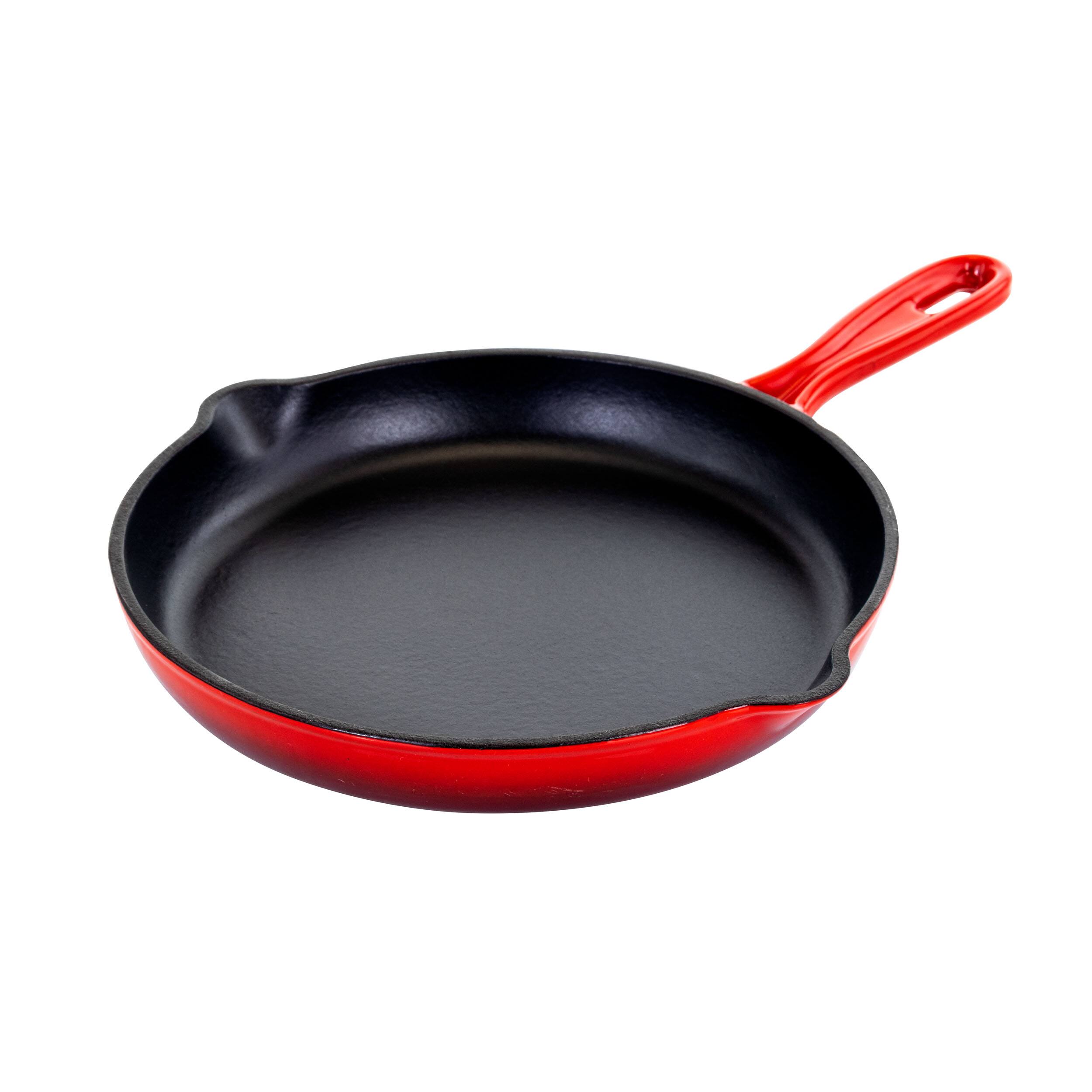 Alt View 1. MegaChef - MegaChef Round 10.25 Inch Enameled Cast Iron Skillet - Red.