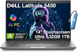 Dell - Upgraded - Latitude 5450 14"FHD Touchscreen AI Business Laptop - Intel Ultra7 - NVIDIA RTX2050 - 32GB RAM - 1TB SSD - Win11Pro - Titans Gray